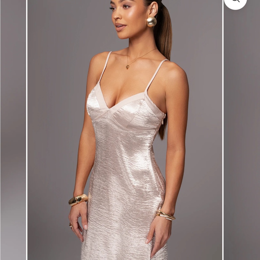 JLUXLABEL Champagne Satin Slip Maxi Dress